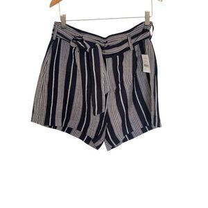 Rails Katy Mediterranean Stripe Black Gray Wide Leg Shorts - Large